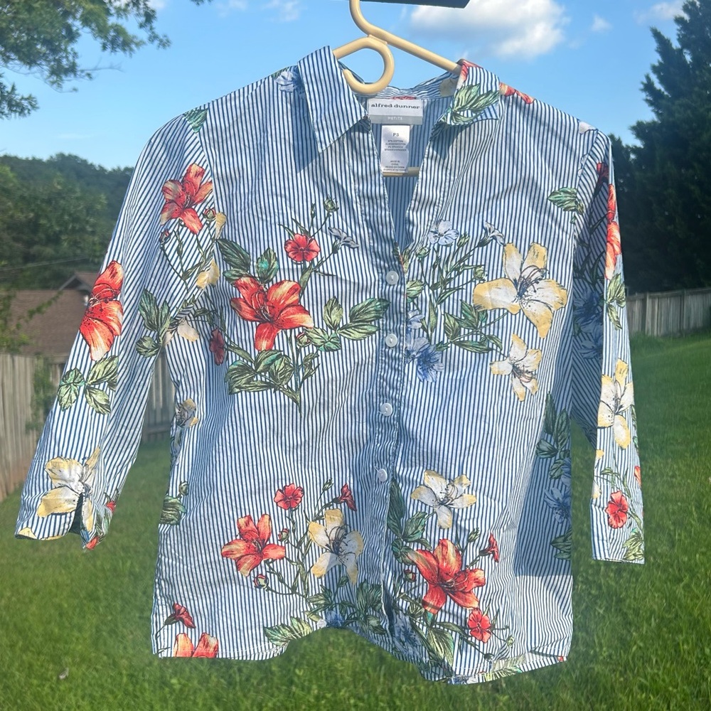 Floral Striped Button-Up Shirt